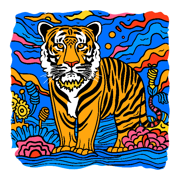 POD Design Colorful Tiger Art Tee