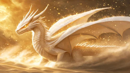 White Dragon in Golden Light