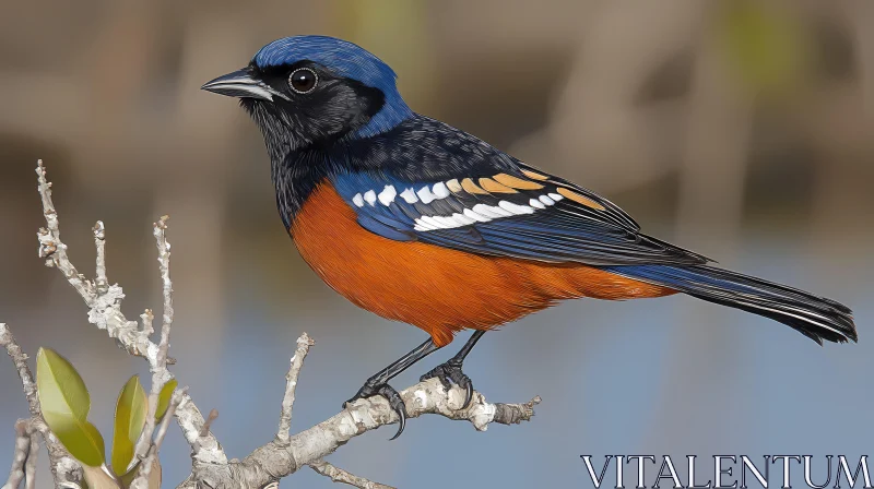 Brightly Plumaged Bird in Natural Setting AI Image