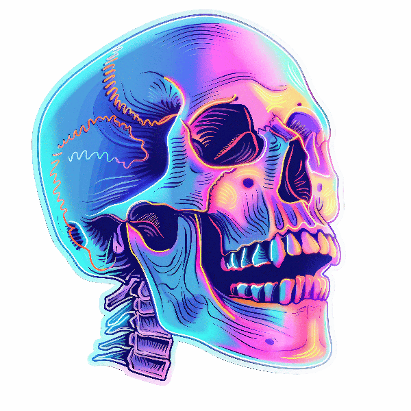 Neon Skull Art for Apparel