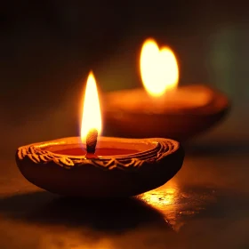 Earthen Diyas Radiating Soft Light