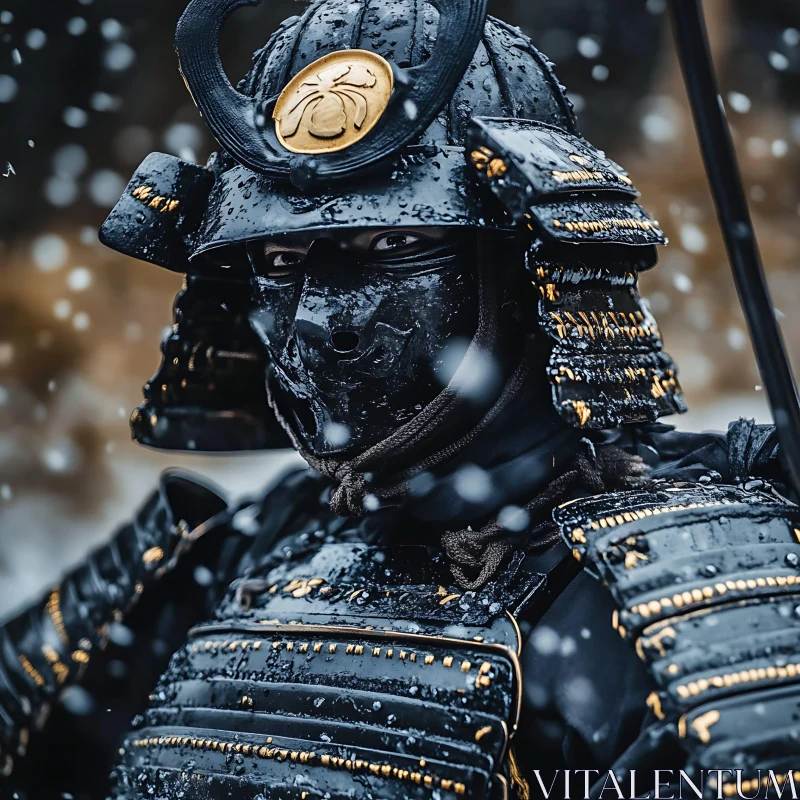 AI ART Armored Samurai in Winter