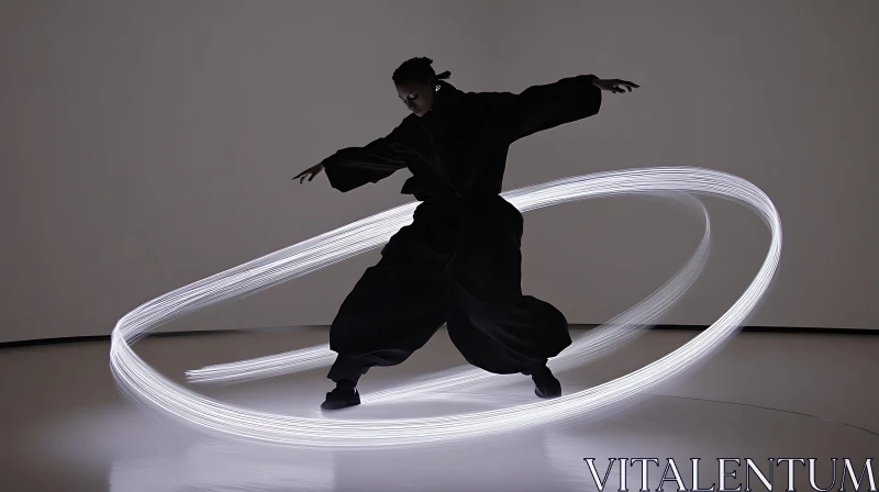 AI ART Silhouette Dancer with Light Trails