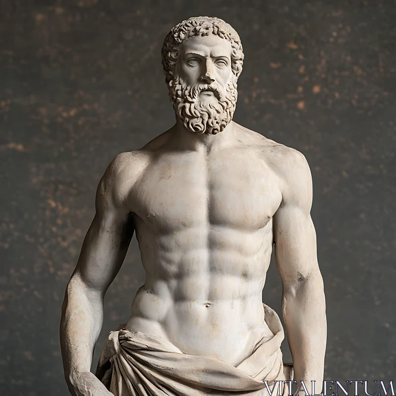 Ancient Man Marble Statue AI Image