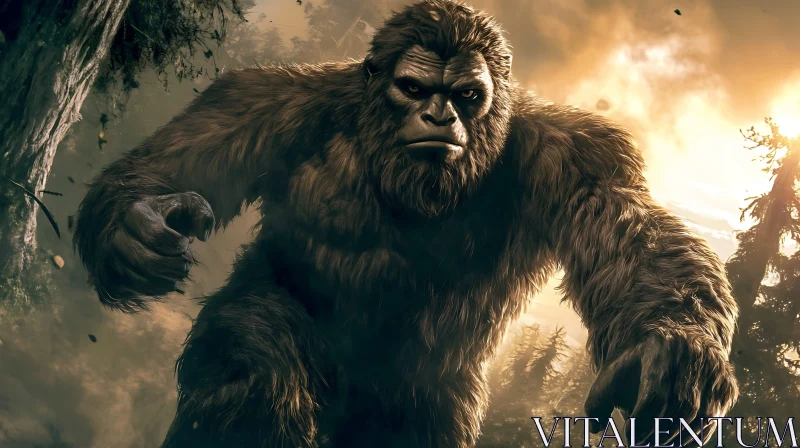 AI ART Sasquatch Encounter: A Forest Legend