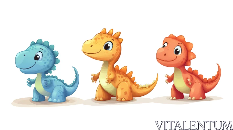 AI ART Colorful Cartoon Dinosaur Friends