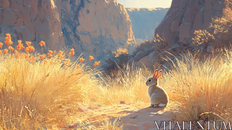 AI ART Tranquil Rabbit in Canyon Landscape