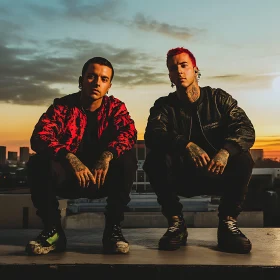 Sunset Rooftop Portrait of Two Men