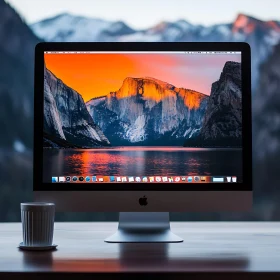 Mountain Landscape on Desktop Screen