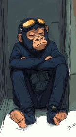 Monkey Resting with Goggles