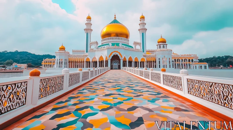 AI ART Serene Mosque with Golden Dome