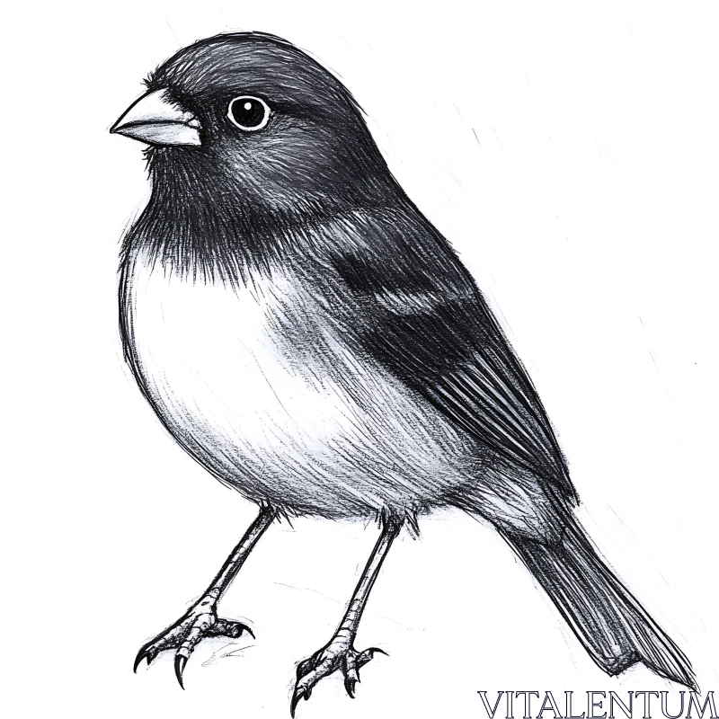 Detailed Bird Sketch in Black and White AI Image