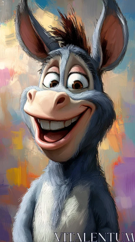 Cheerful Donkey Character Art AI Image