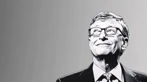 Bill Gates in Monochrome Portrait