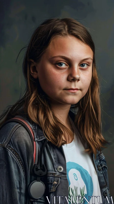 AI ART Close-up of Greta Thunberg