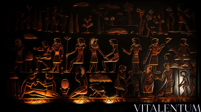 AI ART Ancient Egyptian Candlelit Scene: Kinetic Light Artwork
