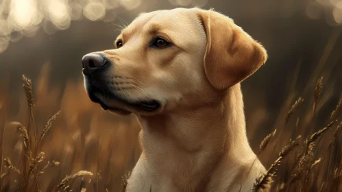 Golden Dog Portrait in Field