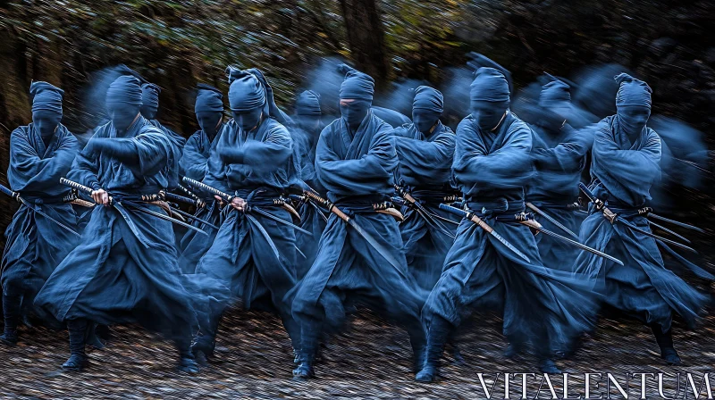 AI ART Phalanx of Blue Ninjas