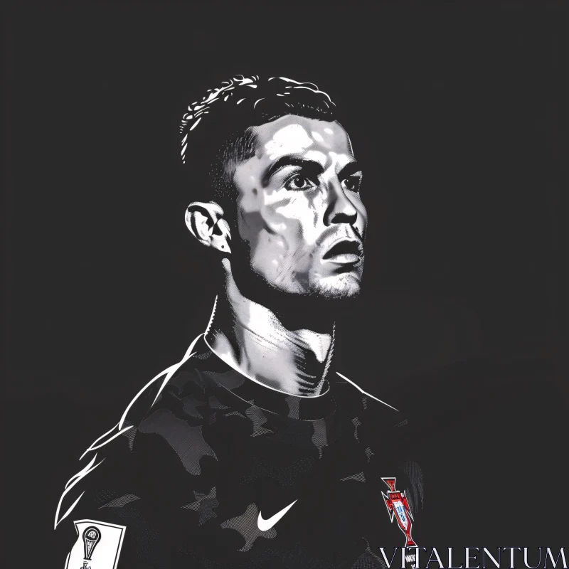 Focused Cristiano Ronaldo Illustration AI Image