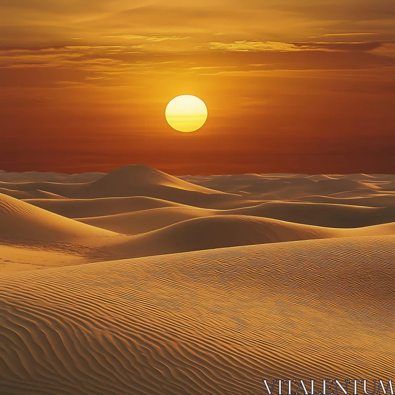 AI ART Tranquil Desert Sunset Landscape