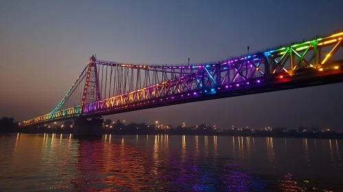 Colorful Bridge at Night