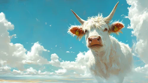 Tranquil Cow in a Cloudy Sky