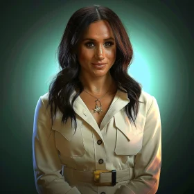 Graceful Portrait of Meghan Markle in Beige Outfit