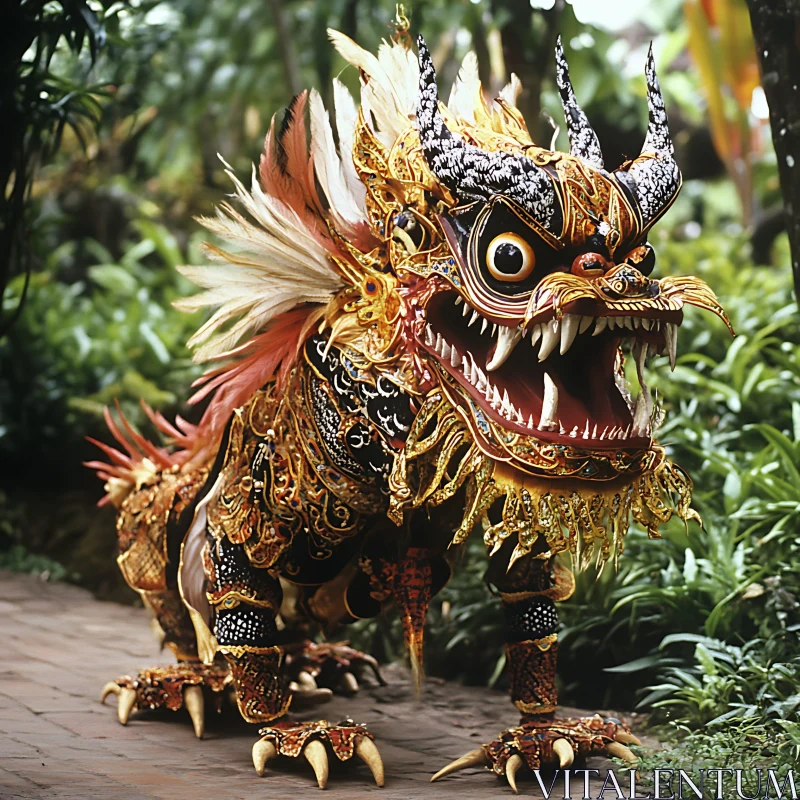 Mystical Dragon Guardian Sculpture AI Image