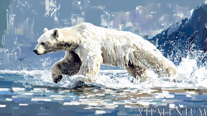 Arctic Majesty: Polar Bear Splash AI Image