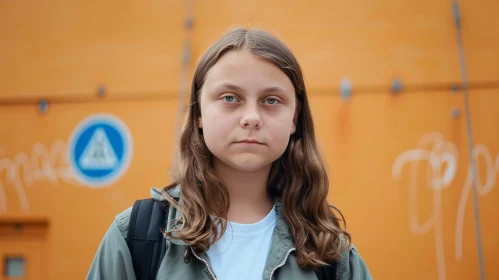 Greta Thunberg in Urban Backdrop