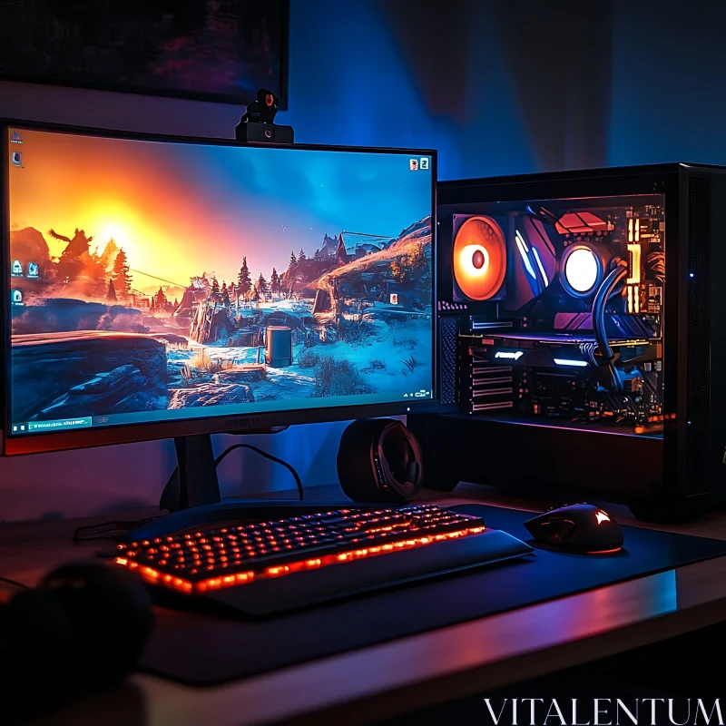 Vibrant Gaming Environment with RGB Lighting AI Image