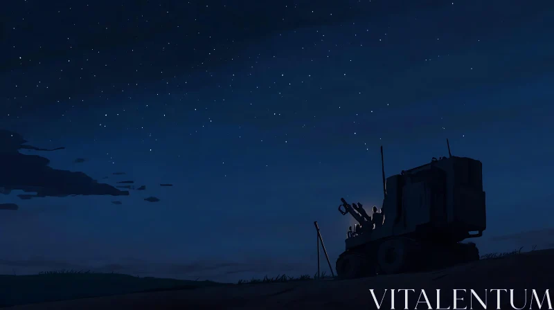 AI ART Night Scene of a Military Vehicle