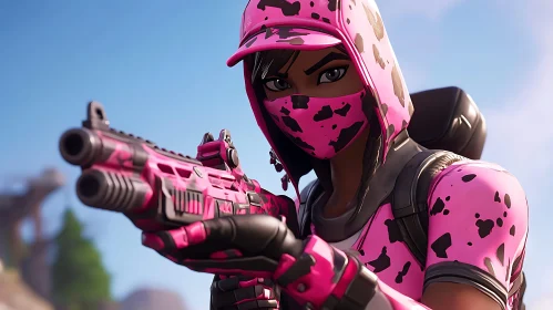 Woman with pink gun