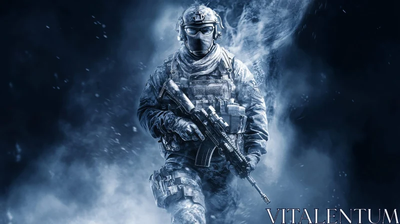 Warrior in Tactical Gear AI Image