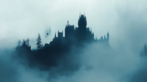 Foggy Castle Silhouette