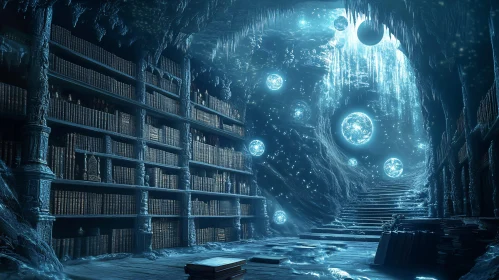 Ethereal Library in a Cave