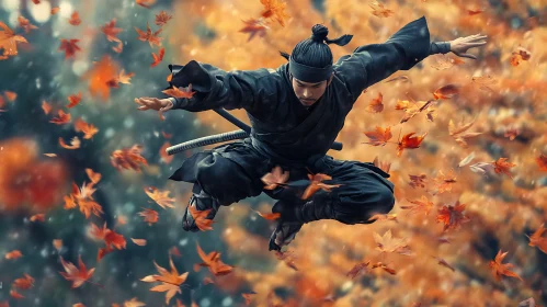 Warrior's Dance Among Falling Leaves