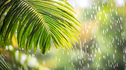 Palm Leaf in Radiant Rain