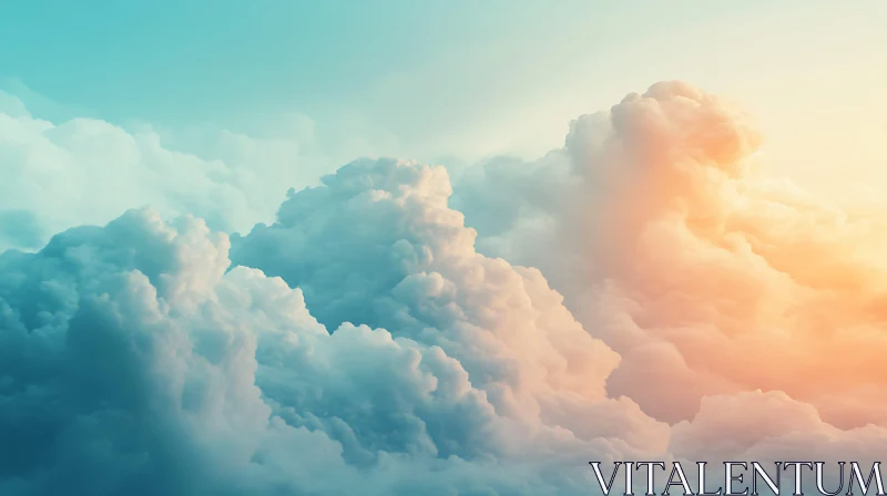 AI ART Pastel Cloudscape - Tranquil Sky Art