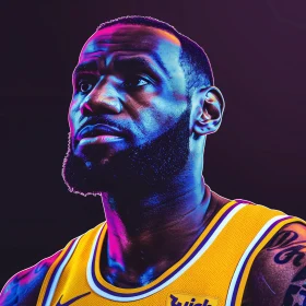 LeBron James in Yellow Basketball Jersey