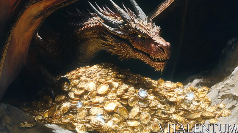 AI ART Golden Hoard Dragon Guardian Artwork