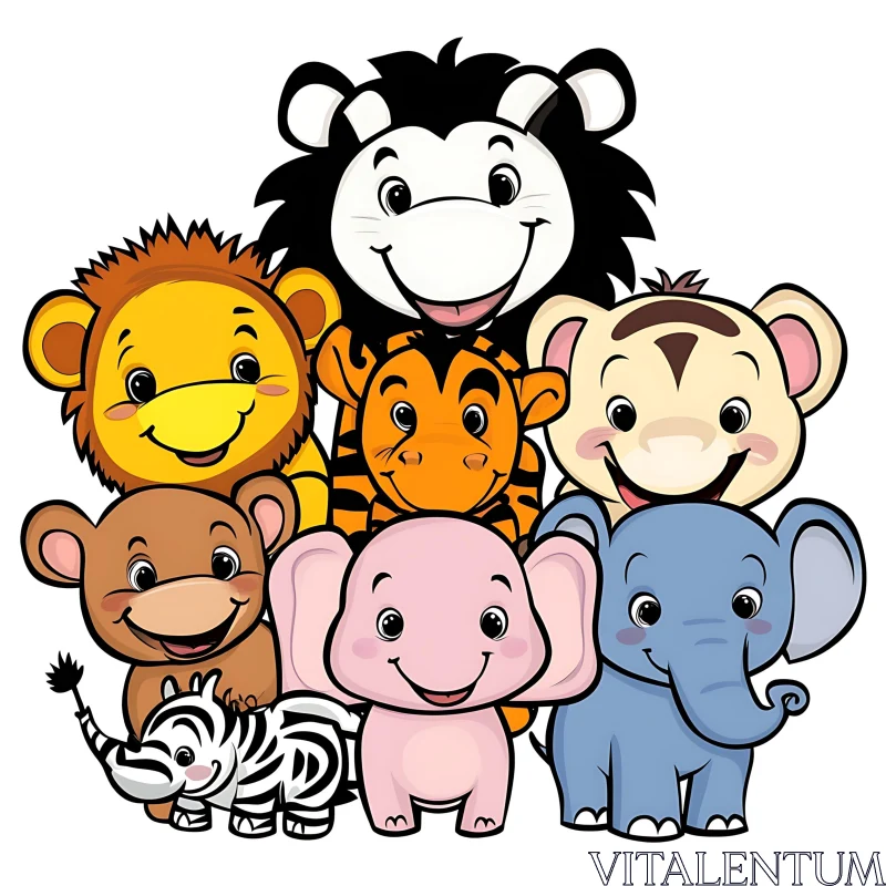 Cute Cartoon Animal Illustration AI Image