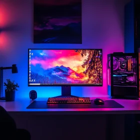 Stylish RGB-Illuminated Computer Workspace