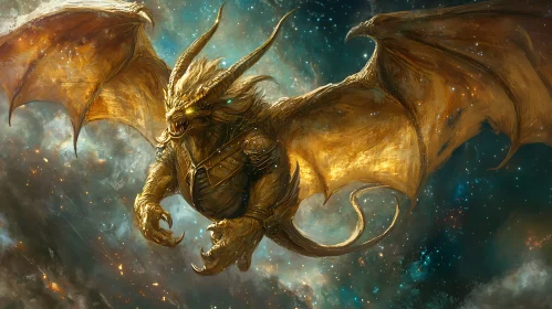 Mythical Golden Dragon Art