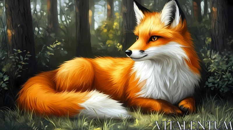 Forest Fox Resting AI Image