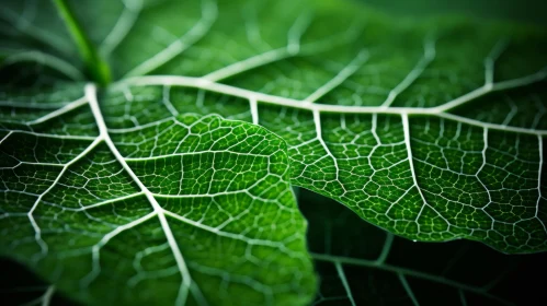 Enigmatic Close-Up - Leaf Vein Structure in Emerald