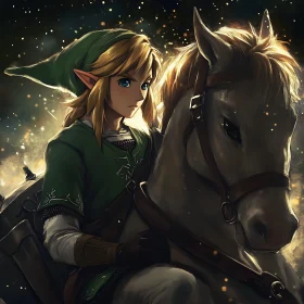 Elf Riding a Horse Digital Art