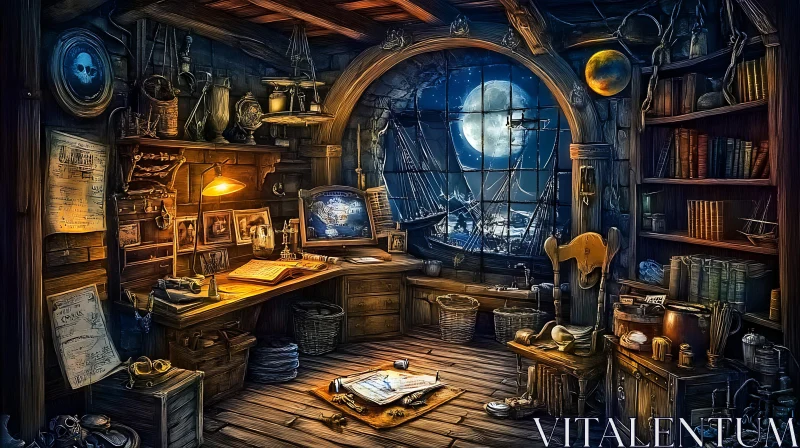 AI ART Moonlit Nautical Study in Vintage Style