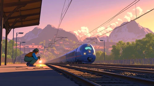 Welder at Work on Railroad