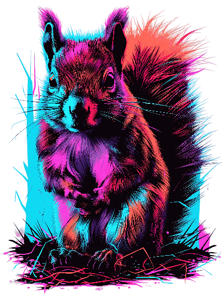 Colorful Squirrel Artwork POD Design